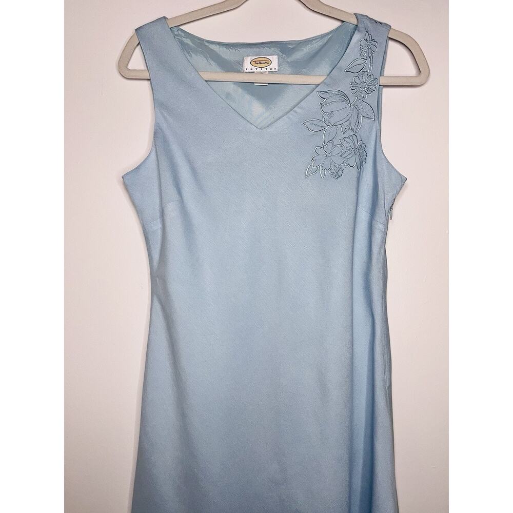 Vintage Talbots Dress Linen Blend Size 10 Soft Blue Maxi Lined